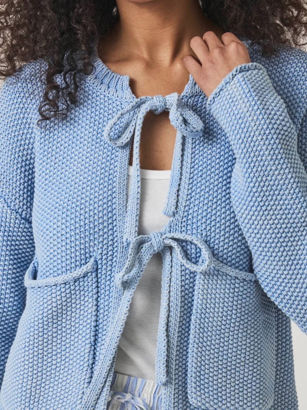 Splendid Roxie-tie front blue sweater
